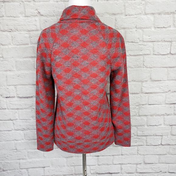 Vintage 70s KoKo Knits Red & Gray Diamond Check Cowl Neck Sweater Size S - Picture 9 of 10